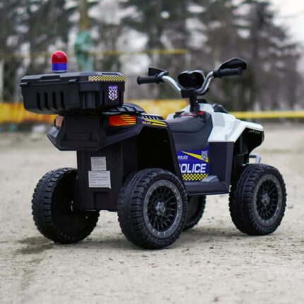mașinuță electrică poliție alb cu megafon